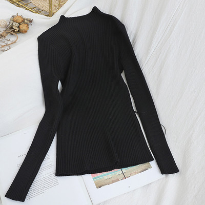 Moodne poolkõrge krae ja pikkade varrukatega naiste kampsun