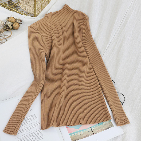 Moodne poolkõrge krae ja pikkade varrukatega naiste kampsun