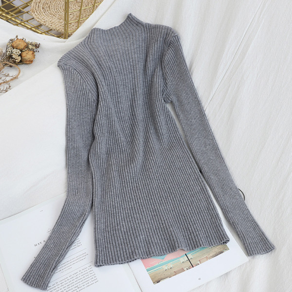 Moodne poolkõrge krae ja pikkade varrukatega naiste kampsun