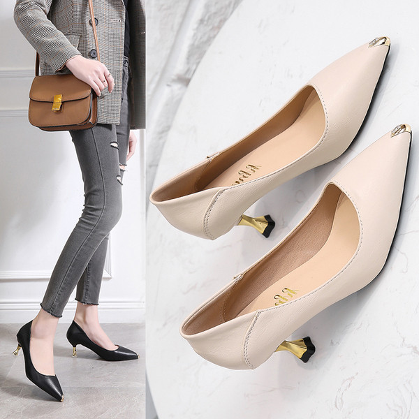 Moodsad madala kontsaga ja metallelementidega terava otsaga kingad