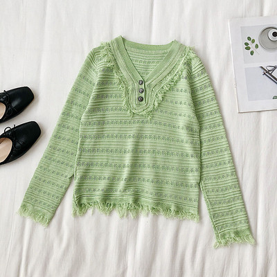 Női alkalmi blúz zöld, fekete és fehér gombokkal