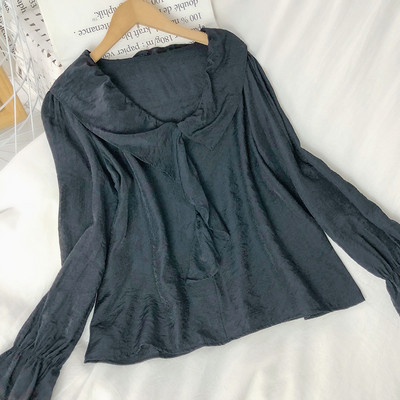 Naiste vabaaja pikkade varrukatega must-valge roosa pluus