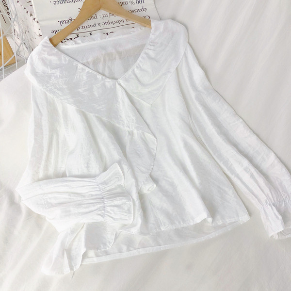 Naiste vabaaja pikkade varrukatega must-valge roosa pluus