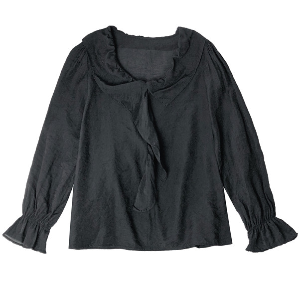 Naiste vabaaja pikkade varrukatega must-valge roosa pluus