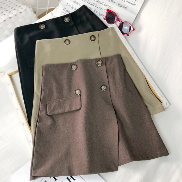 Дамска актуална пола с копчета и висока талия