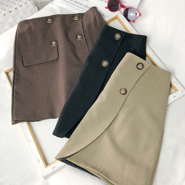 Дамска актуална пола с копчета и висока талия