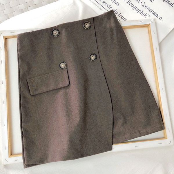 Дамска актуална пола с копчета и висока талия