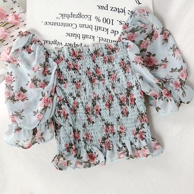 Aktuális női rövid blúz virágmintával három színben