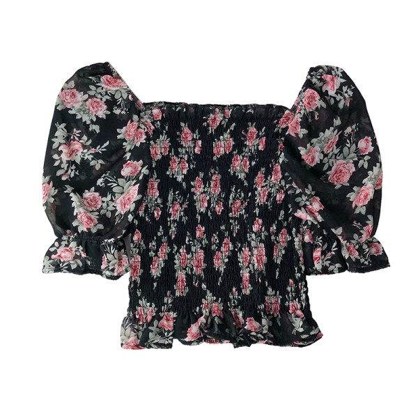 Aktuális női rövid blúz virágmintával három színben