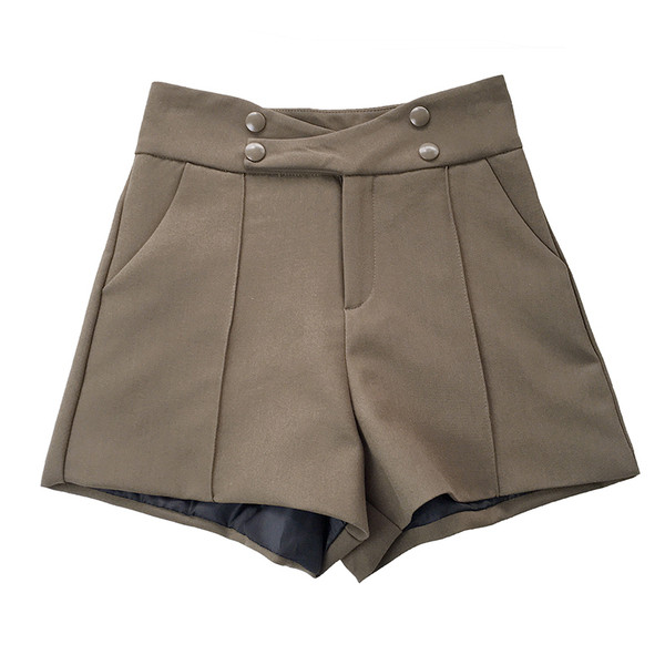 Ženske moderne kratke hlače s visokim strukom i gumbima