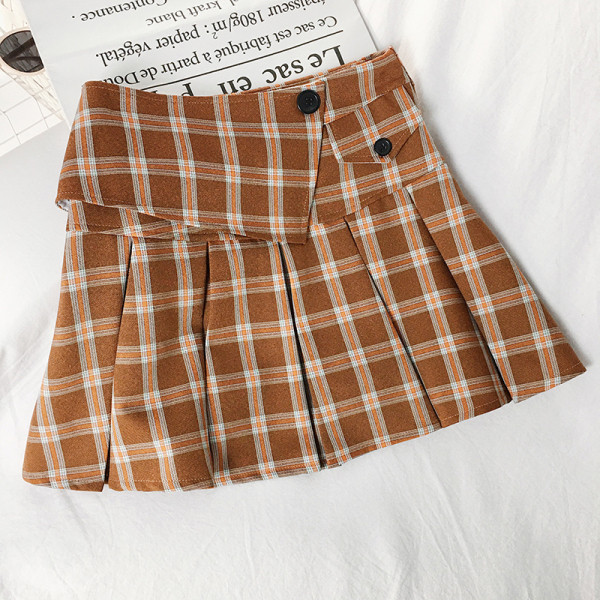 Női kockás alkalmi szoknya magas derékkal, három színben