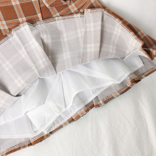 Női kockás alkalmi szoknya magas derékkal, három színben