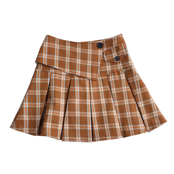 Női kockás alkalmi szoknya magas derékkal, három színben