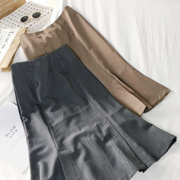 Ежедневна дамска пола с висока талия и копчета