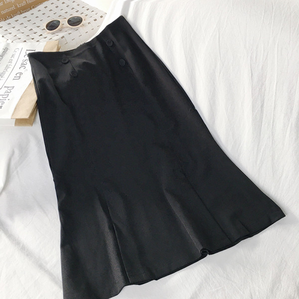 Ежедневна дамска пола с висока талия и копчета