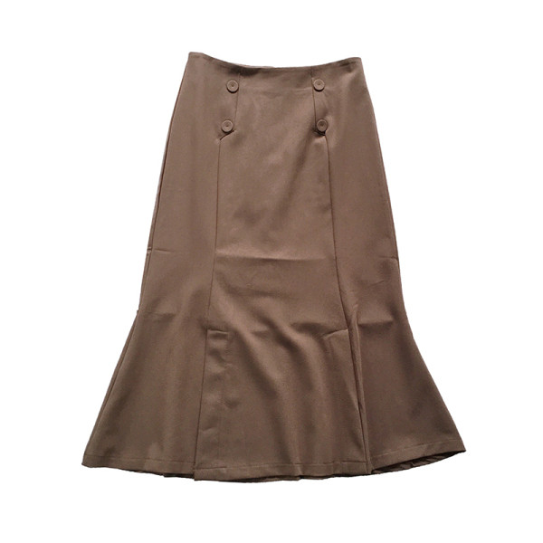 Ежедневна дамска пола с висока талия и копчета