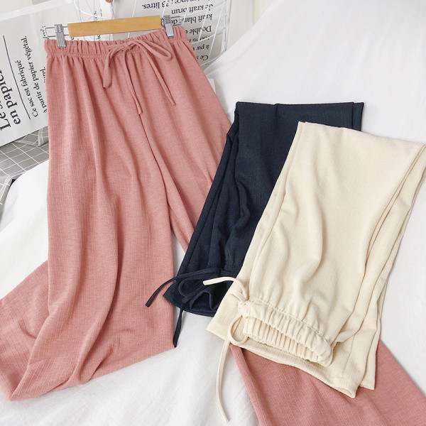 Дамски ежедневни панталони широк модел с еластична талия