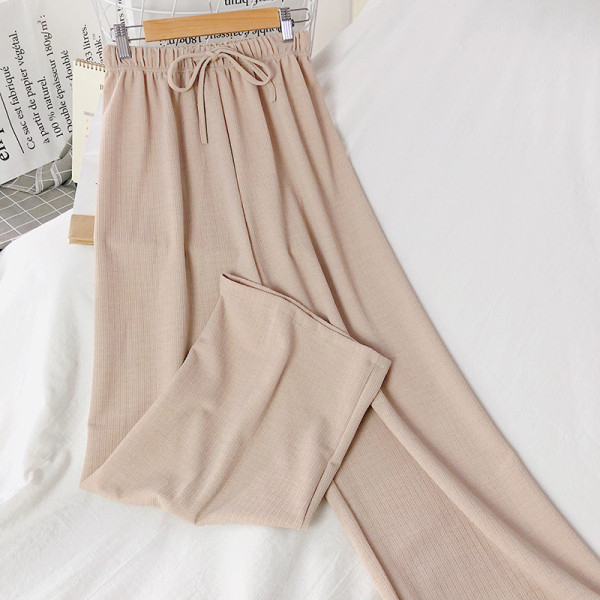 Дамски ежедневни панталони широк модел с еластична талия