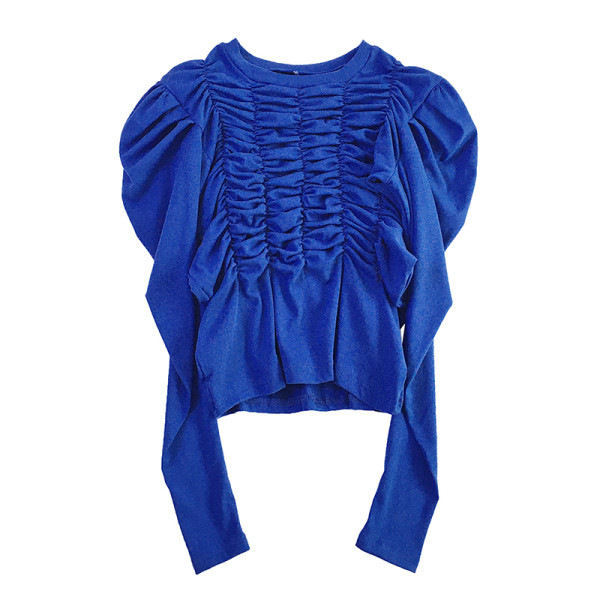 Μοντέρνα γυναικεία μπλούζα με οβάλ λαιμόκοψη και μακριά μανίκια