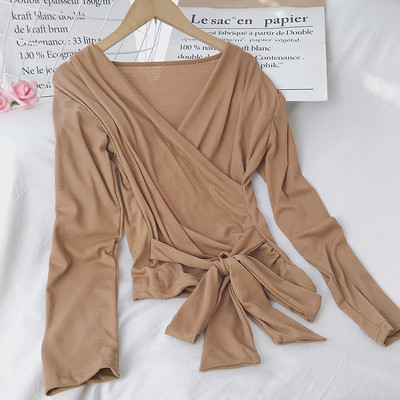 Γυναικεία μπλούζες με μακριά μανίκια και λαιμόκοψη