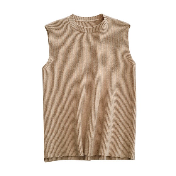 Široki model ženske zimske majice bez rukava s ovalnim izrezom