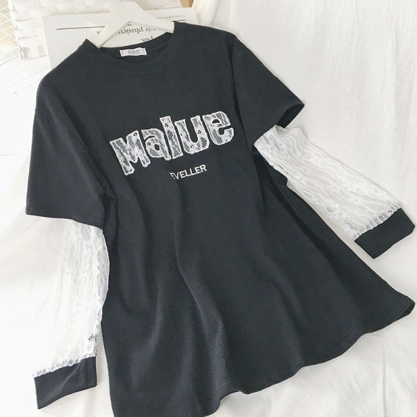 Ženska ležerna bluza s ovalnim izrezom i natpisima