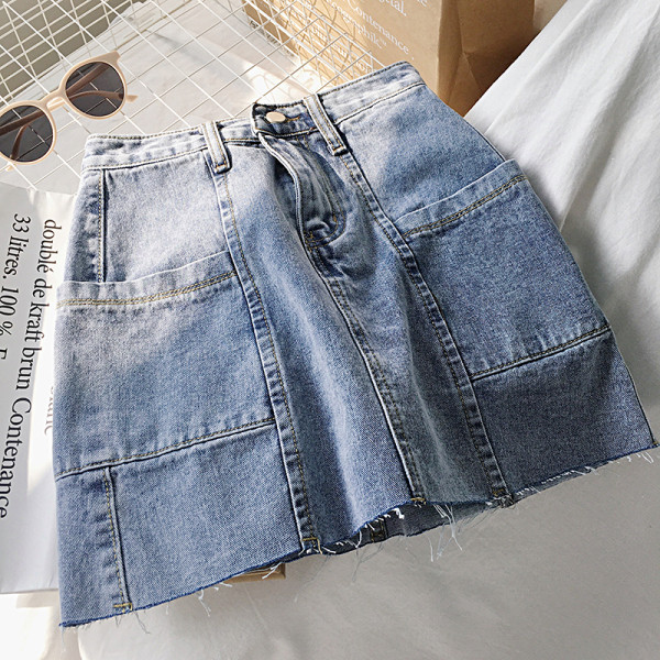 Ежедневна дамска от  деним къса пола с джобове