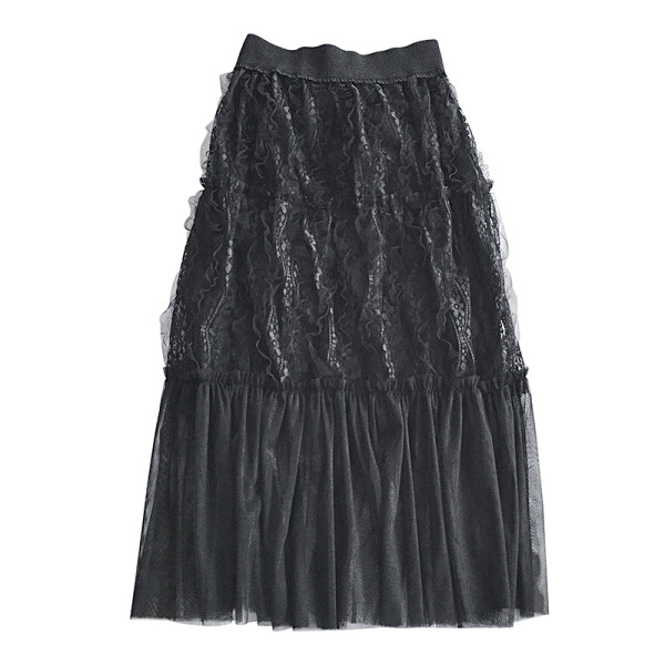 Aktuális női hosszú csipkeszoknya elasztikus derékkal