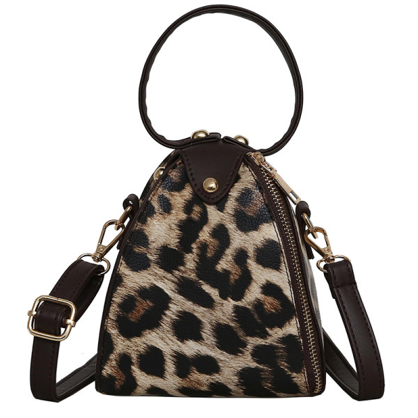 Kis női táska rövid és hosszú füllel, leopárdmintával
