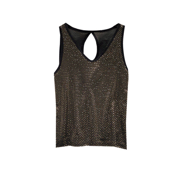 Модерен дамски потник с шпиц деколте и изрязани части