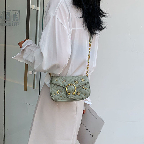 Moodne naiste nahast kott metallist elementidega ja pika õlasangaga