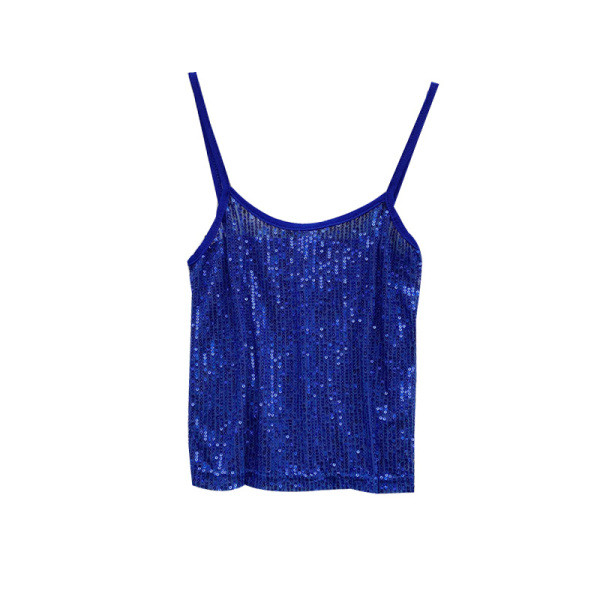 Női felső vékony pántokkal és flitterekkel