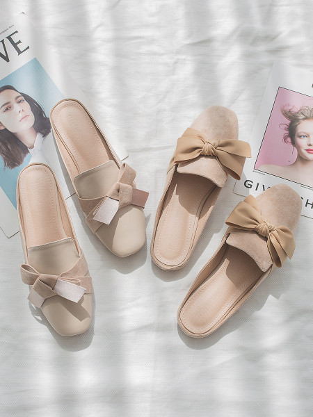 Дамски ежедневни чехли нов модел от еко кожа с панделка - два модела