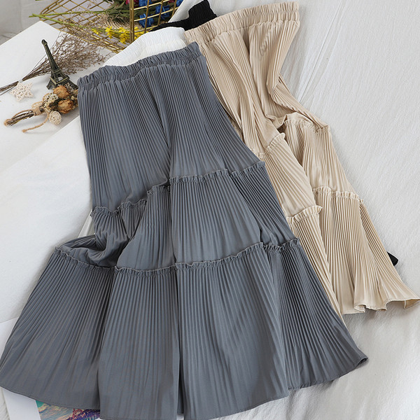 Női redőzött szoknya magas derékkal