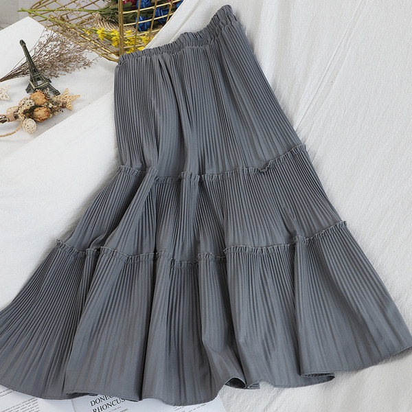 Női redőzött szoknya magas derékkal