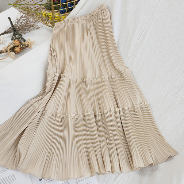 Női redőzött szoknya magas derékkal