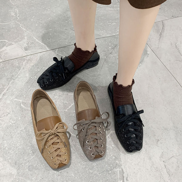 Ženske casual cipele od eko kože sa vezicama i kamenčićima