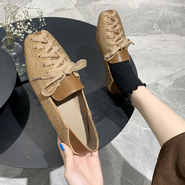 Ženske casual cipele od eko kože sa vezicama i kamenčićima