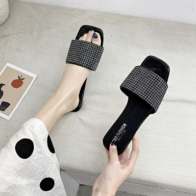 Moderne ženske ravne papuče s kamenčićima