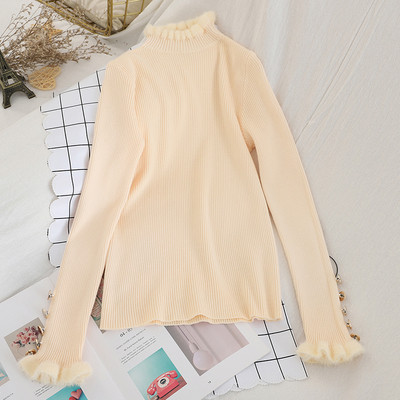 Κομψό γυναικείο πουλόβερ  με υψηλό γιακά και μανίκια