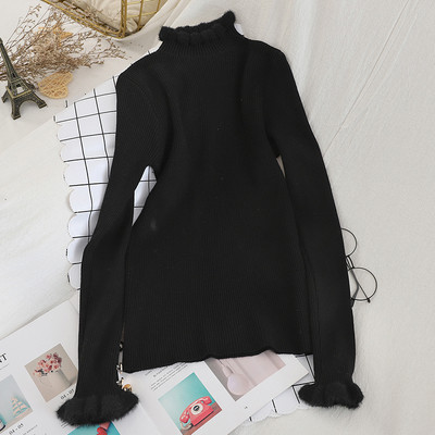 Κομψό γυναικείο πουλόβερ  με υψηλό γιακά και μανίκια