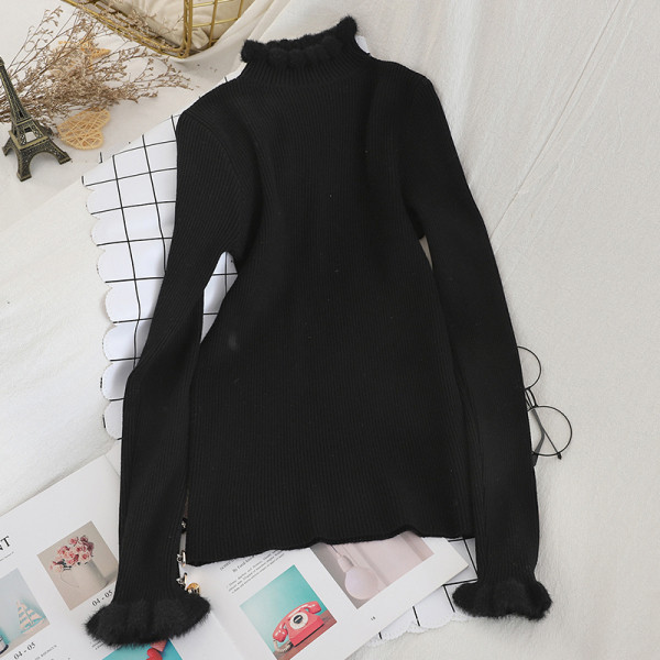 Κομψό γυναικείο πουλόβερ  με υψηλό γιακά και μανίκια