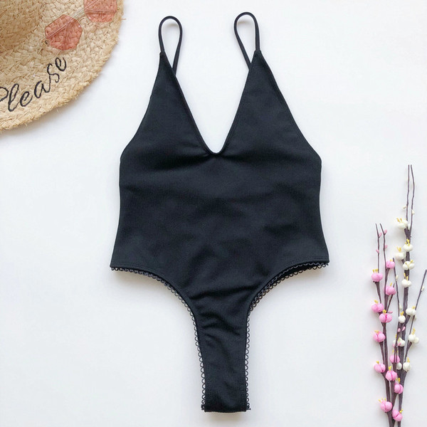 Cijeli kupaći kostim s V-izrezom i vezicama na leđima