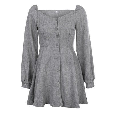 Νέο μοντέλο γυναικείο φόρεμα A-line με κουμπιά και γυμνούς ώμους