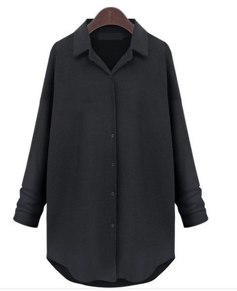 Alkalmi női hosszú ing gombokkal és klasszikus gallérral