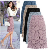 Moodne kõrge vöökoha ja pitsiga naiste seelik – suur suurus