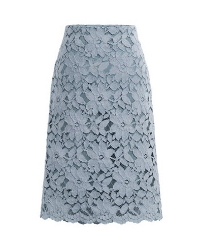 Moodne kõrge vöökoha ja pitsiga naiste seelik – suur suurus