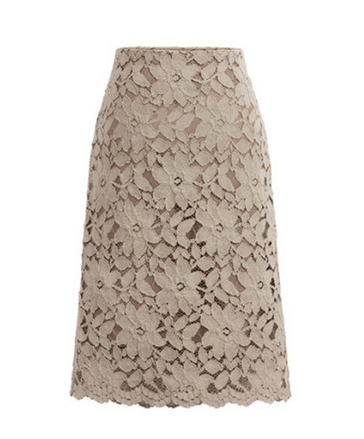 Moodne kõrge vöökoha ja pitsiga naiste seelik – suur suurus