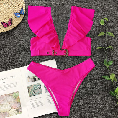 Dvodijelni kupaći kostim s V izrezom i hlačama visokog struka