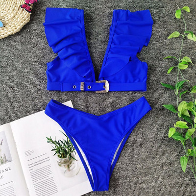 Dvodijelni kupaći kostim s V izrezom i hlačama visokog struka